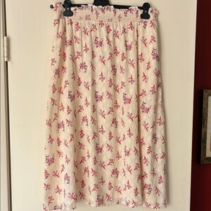 Boho cream & pink floral skirt
